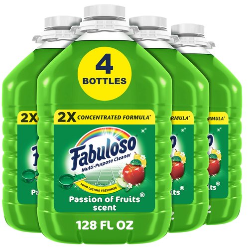 Fabuloso 2X Multi-Purpose Cleaner, No Rinse Floor Cleaner, Long-Lasting Freshness, Passion of Fruits Scent, 128 fl oz