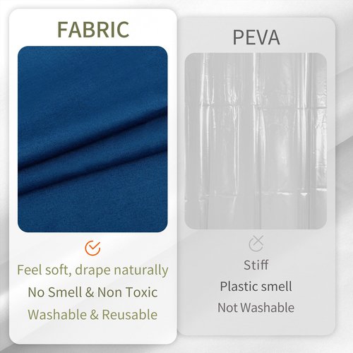 ALYVIA SPRING Extra Long Fabric Shower Curtain Liner Waterproof - 72" x 96", Soft & Lightweight X-Long Shower Curtain with 3 Magnets, Machine Washable - 72x96, Navy