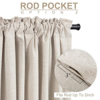 100% Blackout Shield Linen Blackout Curtains for Bedroom 80 Inches Long,Back Tab/Rod Pocket Living Room Drapes,Thermal Insulated Textured Blackout Curtains 2 Panels Set,50" W x 80" L,Cream