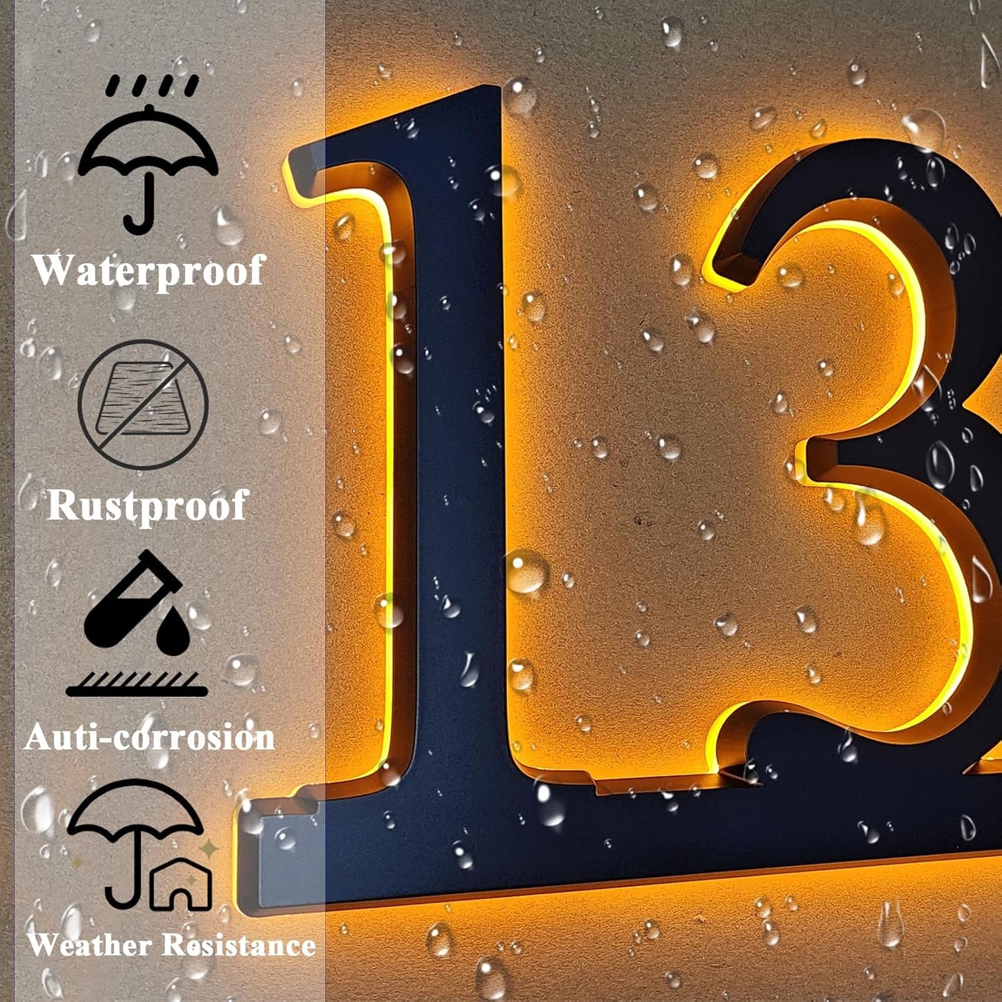 Personalized Acrylic Address Sign by Light Up | Waterproof LED House Numbers - 4-6 Inch Backlit Custom Design