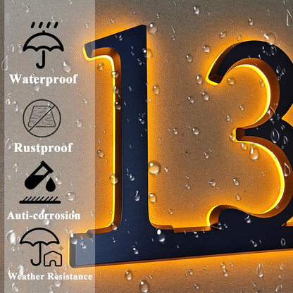 Personalized Acrylic Address Sign by Light Up | Waterproof LED House Numbers - 4-6 Inch Backlit Custom Design