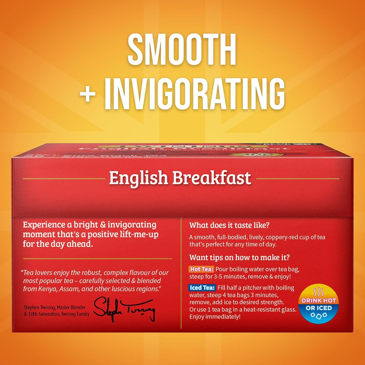 Twinings English Breakfast Black Tea - Flavourful & Robust Caffeinated Bags | 50 Count (Pack of 6)