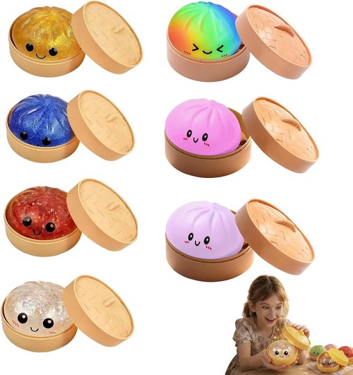 Glitter Dumpling Squishy Stress Balls - Colorful Fidget Toy for Stress Relief | 2-Pack