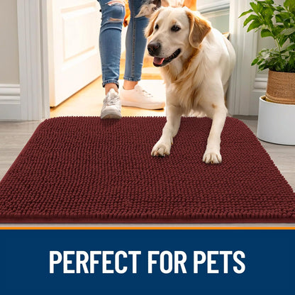 OLANLY Dog Door Mat - Absorbent Non-Slip Washable Doormat for Muddy Paws | 45x27, Caramel Russet