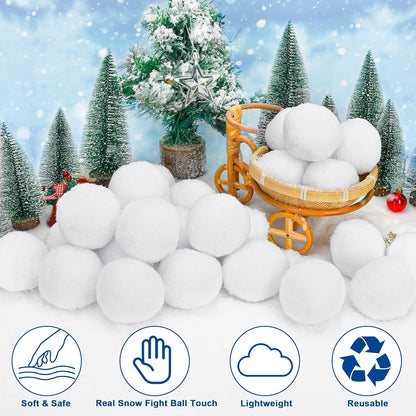 Skiennix 150 PCS Indoor Snow Ball Fight Set - Soft Plush White Snow Balls for Kids & Family Fun