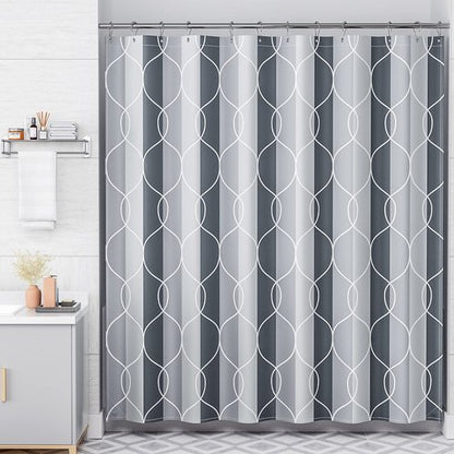 AmazerBath Shower Curtain Grey-Purple, Geometric Multi Color Block Cloth Shower Curtain Sets with 12 Shower Curtain Hooks, Washable Farmhouse Fabric Polyester Bathroom Shower Curtains, 72x72 Inches