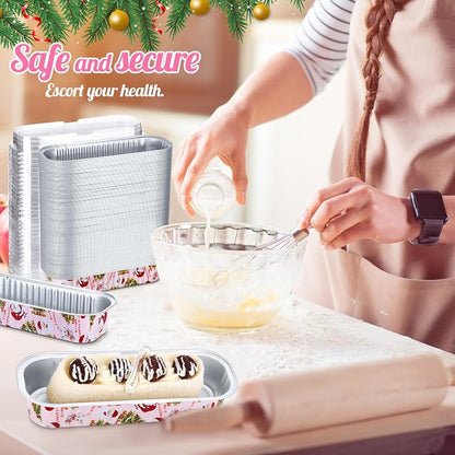 80 Pcs Mini Loaf Pans with Lids, Spoons & Christmas Tree Decorations – 6.8 oz
