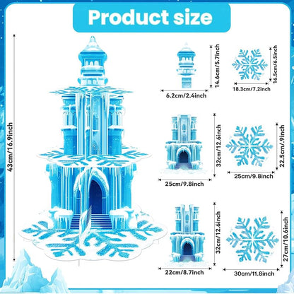 Frozen Birthday Cupcake Stand 3-Tier with Ice Castle & Snowflakes - Blue Snowflake Variation