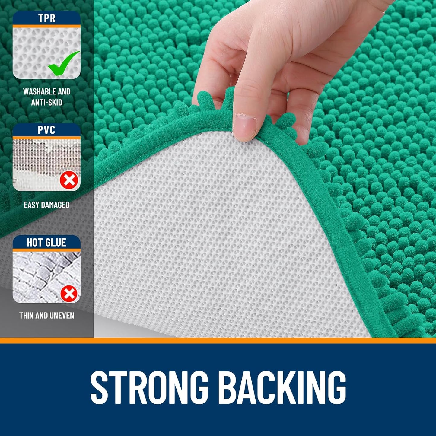 OLANLY Bathroom Rugs - Extra Soft Absorbent Chenille Mats | Quick Dry, Machine Washable, 36x24 Emerald