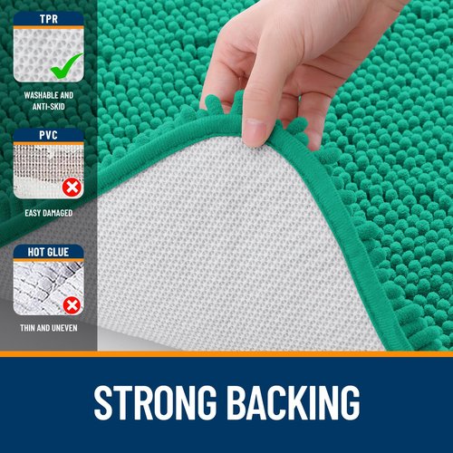 OLANLY Bathroom Rugs 36x24, Extra Soft Absorbent Chenille Bath Rugs, Rubber Backing Quick Dry, Machine Washable Bath Mats for Bathroom Floor, Tub and Shower, Home Decor Accessories, Emerald