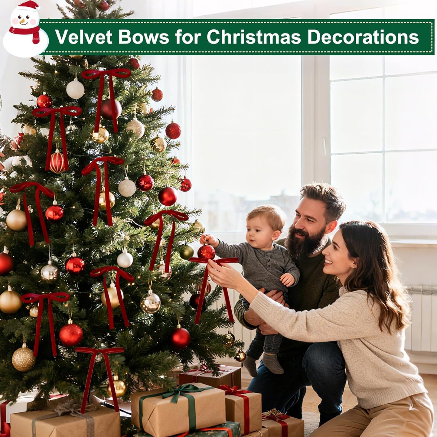 Skiennix 36 Pcs Velvet Christmas Tree Bows - 5x7 Inch Burgundy Velvet Decor for Wreaths & Garlands