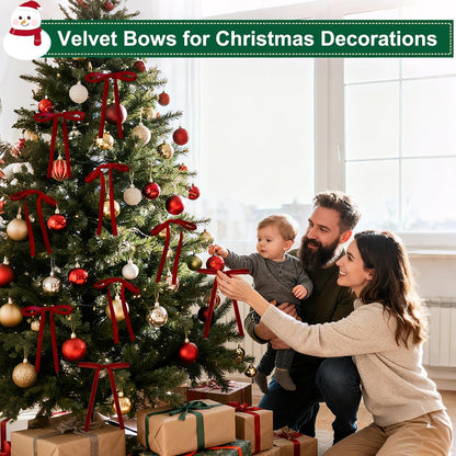 Skiennix 36 Pcs Velvet Christmas Tree Bows - 5x7 Inch Burgundy Velvet Decor for Wreaths & Garlands