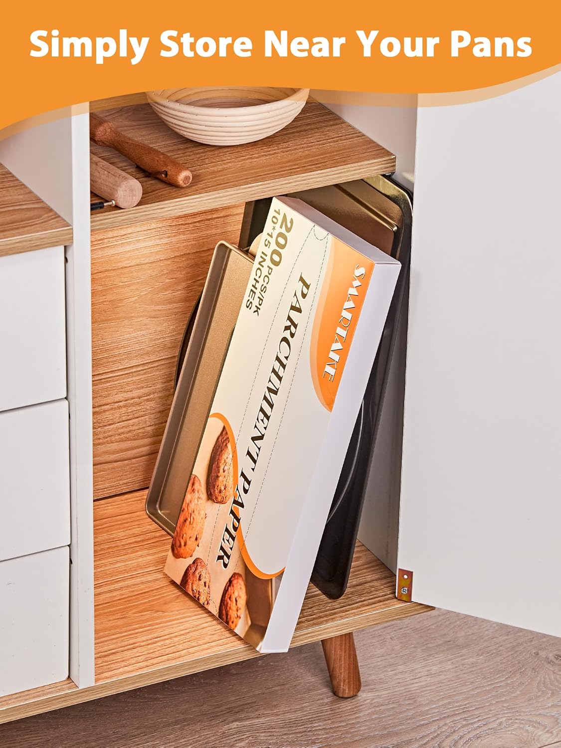 SMARTAKE Pop-Up Parchment Paper Sheets - 200 Pcs Non-Stick Baking Paper, 10.7x15 Inch, Unbleached