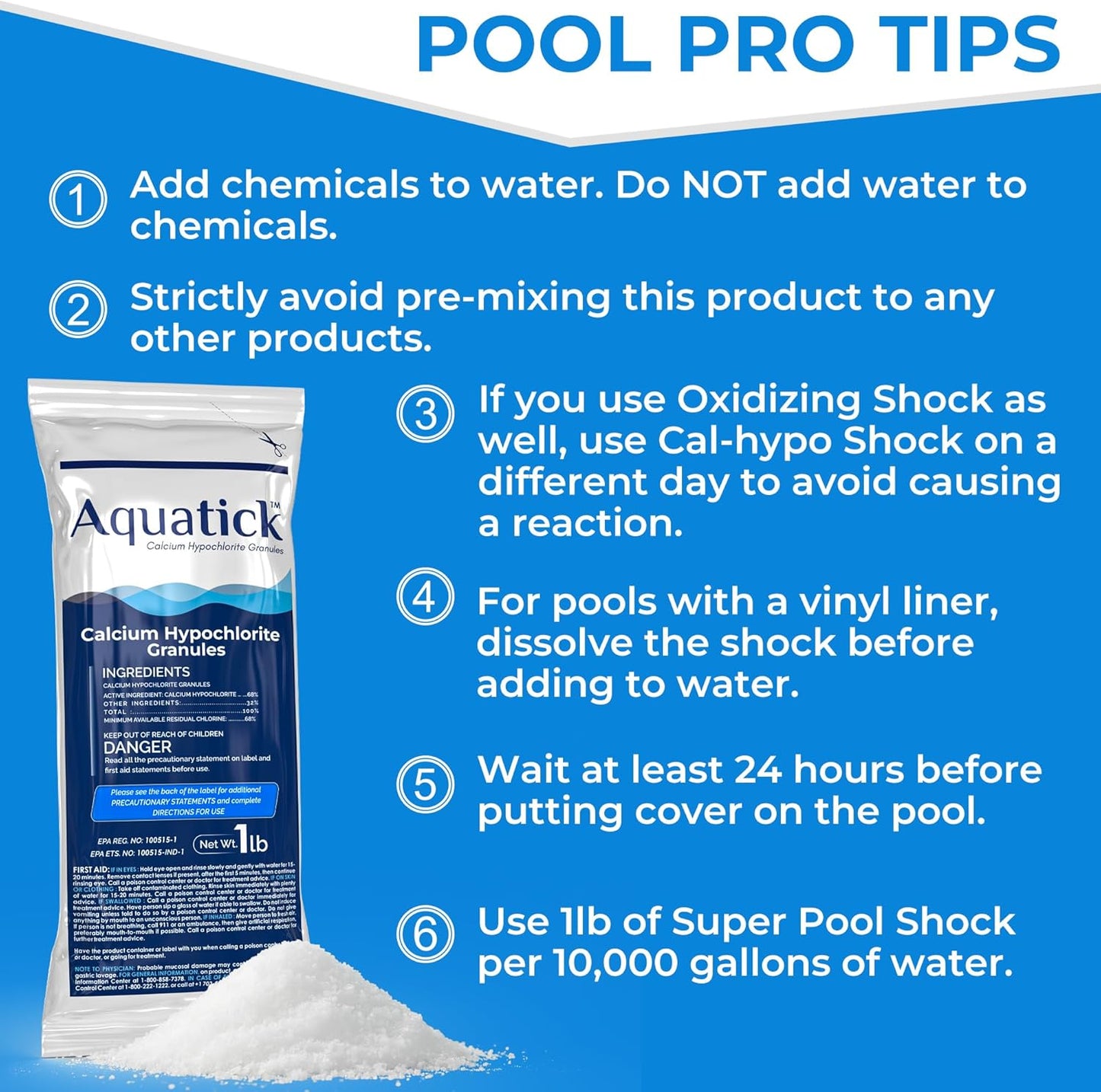 Pro-Grade Chlorine Pool Shock - 68% Cal-Hypo Granular Sanitizer for Crystal Clear Water | 1lb