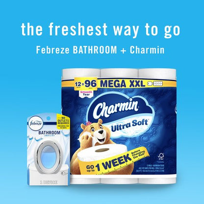 Febreze Bathroom Air Freshener Odor-Fighting for Small Spaces Scented Plug In Alternative Long-Lasting for Home and Bathroom and Kitchen Closet Air Fresheners, Linen & Sky Scent, 4 Count