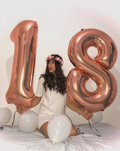Rose Gold Number 18 Balloon - 40 Inch 18th Birthday Decoration for Men & Women