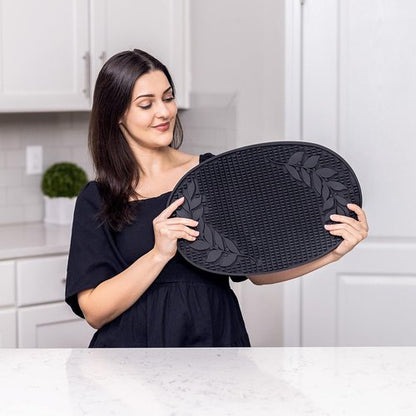BREKX Set of 2 Bar Mats (18x12 Inches) | Drying Mats for Kitchen/Mimosa Bar Supplies/Home Cocktail Bar Supplies/Insulated Spill Mats for Bars/Non-Toxic