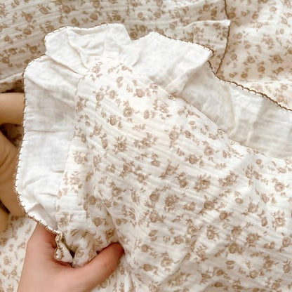 BuLuTu Cotton Muslin Kids Toddler Pillowcase with Cute Camellia Flowers Super Soft Travel Pillow Nursery Pillowcase for Boys,Girls,Bedding Decor Machine Washable, Durable Pillowcase,1 Piece,14"x20"