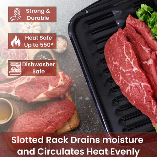 Broiler Pan for Oven by [Brand Name] - Nonstick Ceramic Coated 16.75” x 13” - Heavy Duty Heat Resistant Up to 550°F