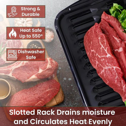 Broiler Pan for Oven by [Brand Name] - Nonstick Ceramic Coated 16.75” x 13” - Heavy Duty Heat Resistant Up to 550°F