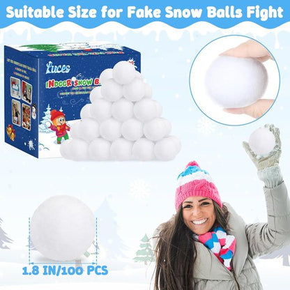 Luces 100 PCS Fake Snow Balls - Plush Indoor & Outdoor Snowball Fight Set for Winter Fun