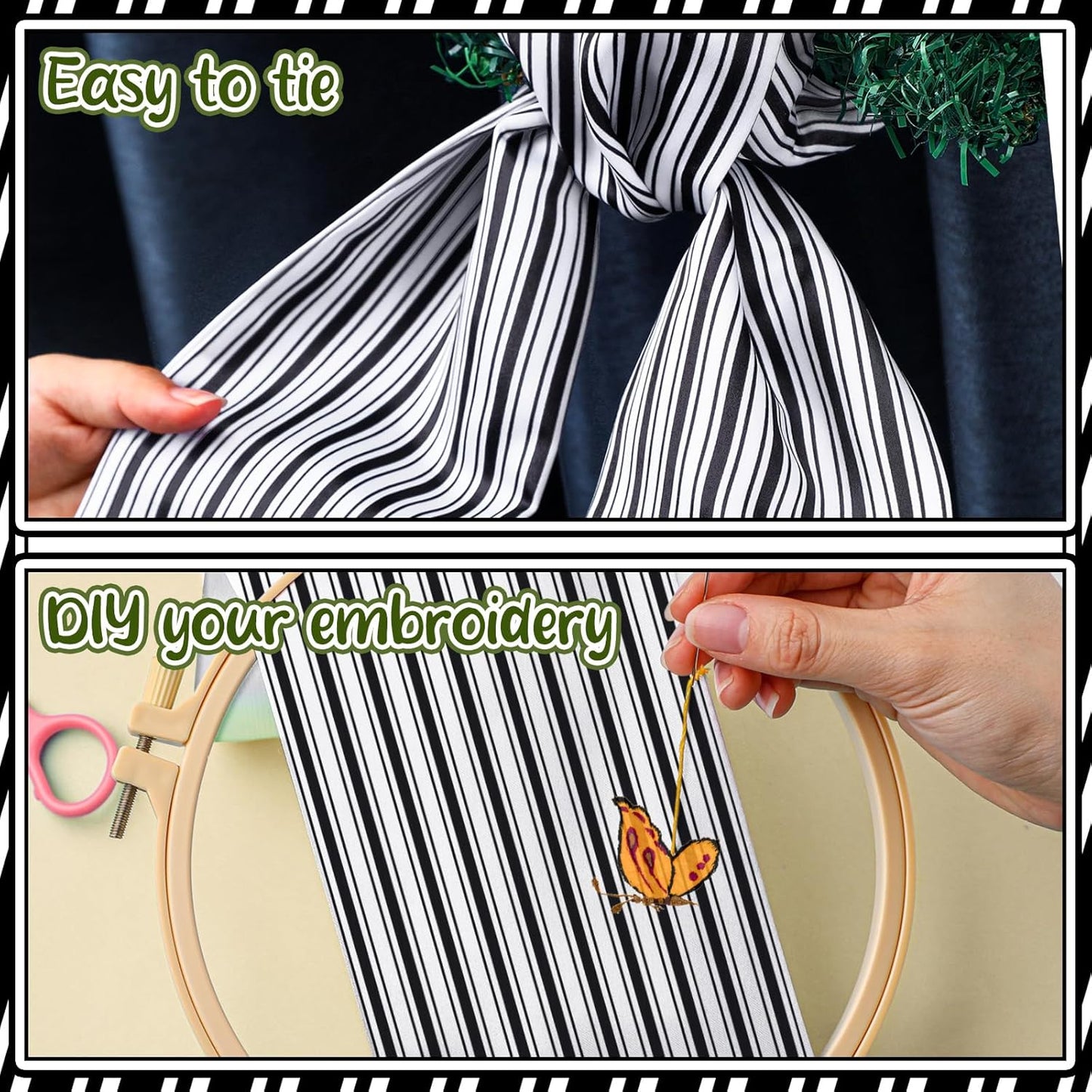 VitalCozy Wreath Sash Set - Chinoiserie Design for Easter & Spring | 4.5" W x 56" L Decor