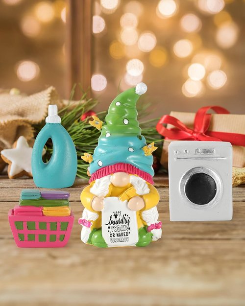 iStatue 4-Pack Resin Laundry Gnomes Figurines - Cute Spring Home Decor | Mini Gifts for Laundry Room