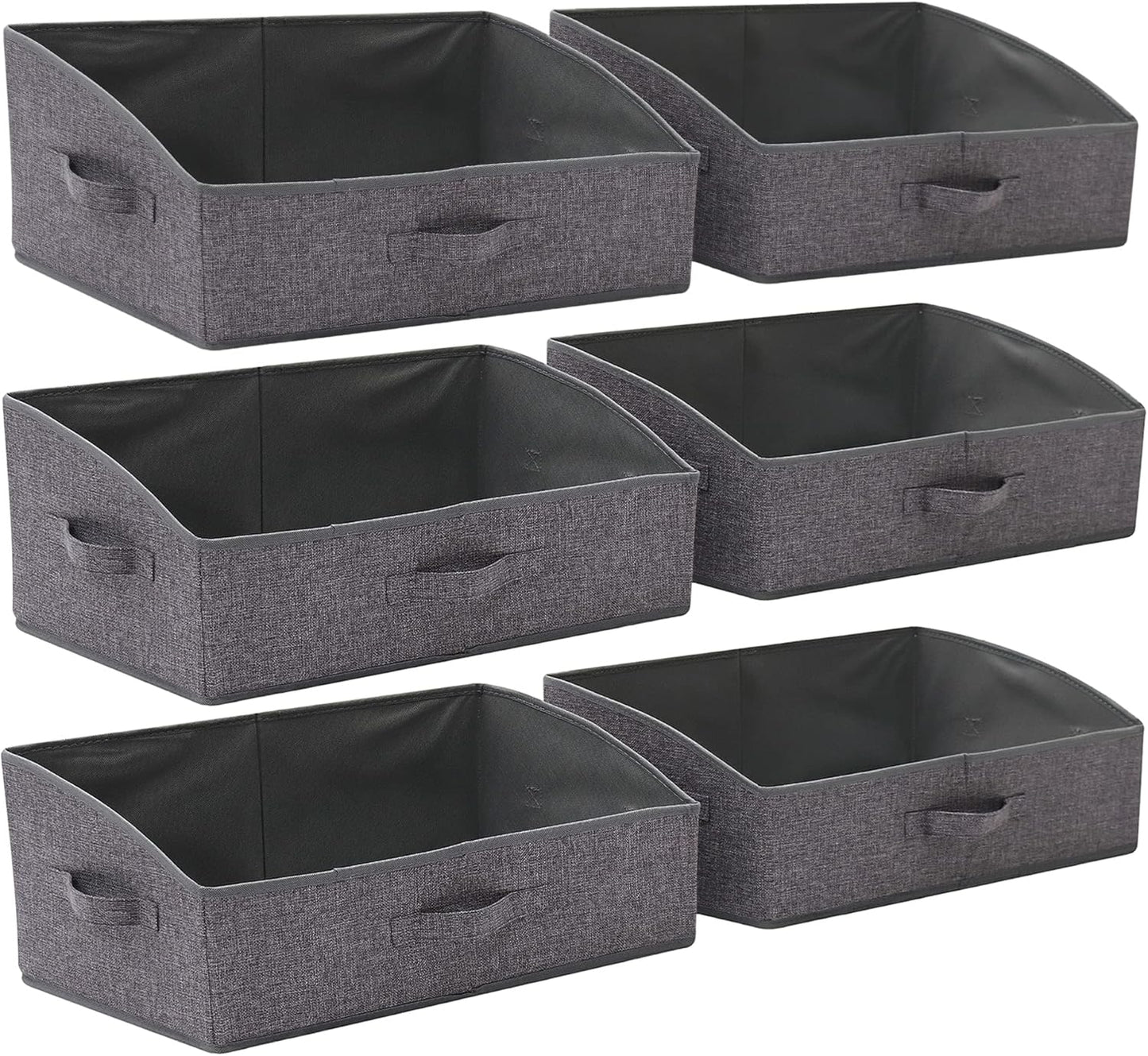 TENABORT Foldable Closet Storage Bins - 6 Pack Large Fabric Organizers with Handles | Linen Cube Baskets for Clothes