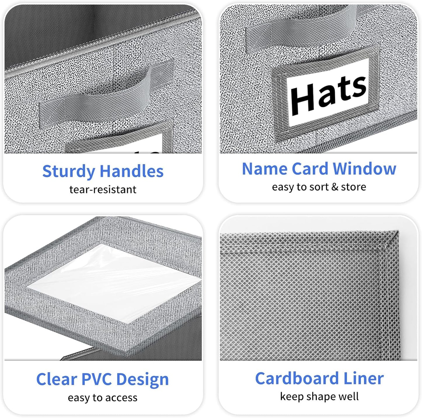 Aokeyee Hat Organizer - Stackable 2PCS Storage with Clear Window Lid & Flip-Top Access | Grey