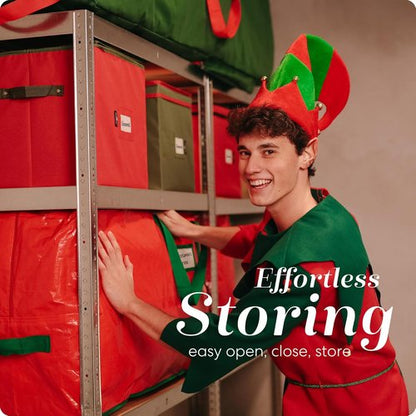 Handy Laundry Christmas Tree Storage Bag - Heavy Duty Waterproof Tarp for 9-Foot Tree | Red with Reinforced Handles & Double Zipper