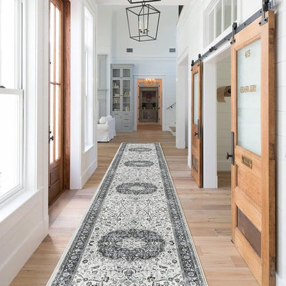 Hallway Washable Runner Rug - Vintage Soft Non-Slip 2x10 Entryway Carpet | Ideal for Kitchen, Bathroom, Living Room