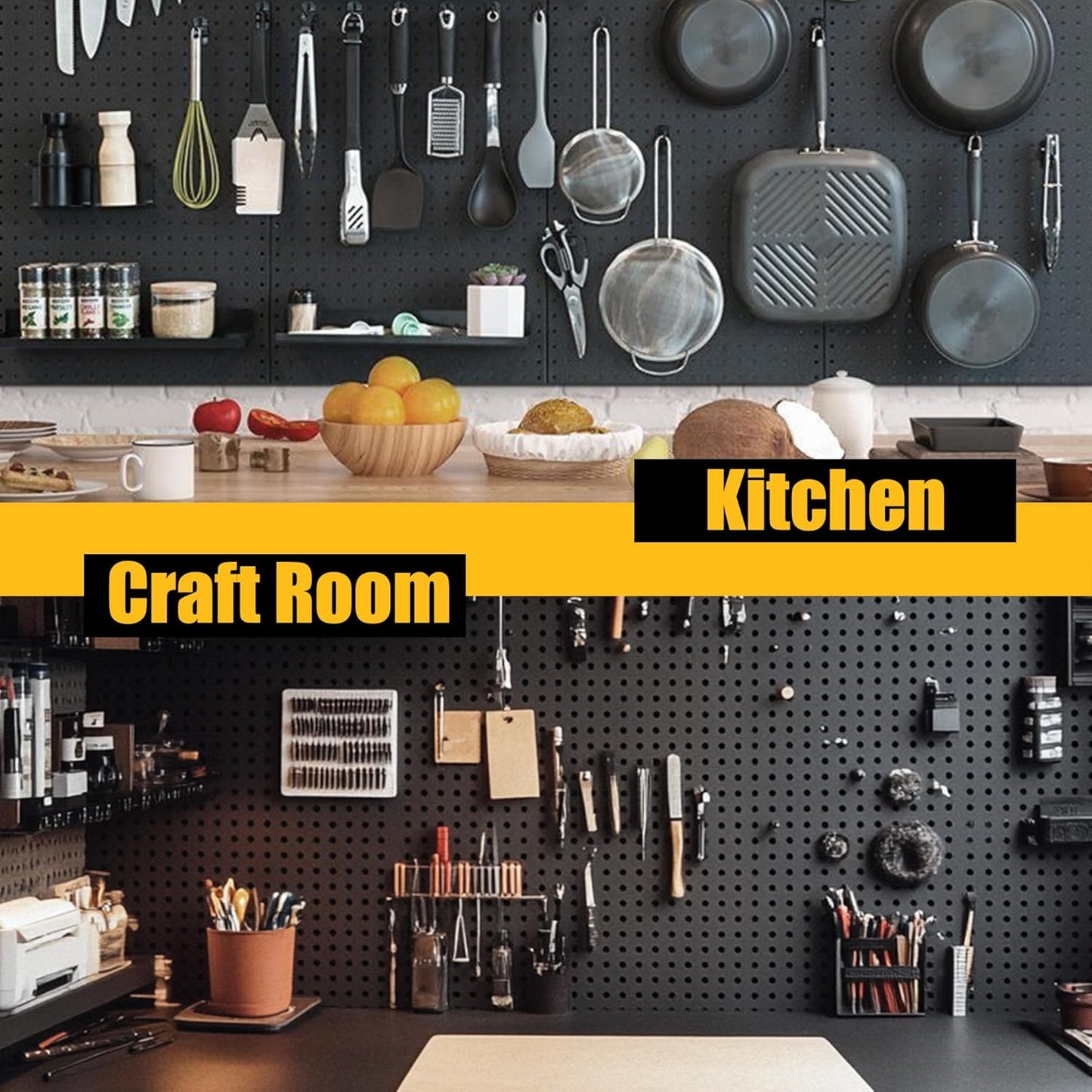 Spampur Metal Pegboard Panels - 4 Pack with 50 Hooks | Heavy-Duty Wall Organizer for Home & Garage