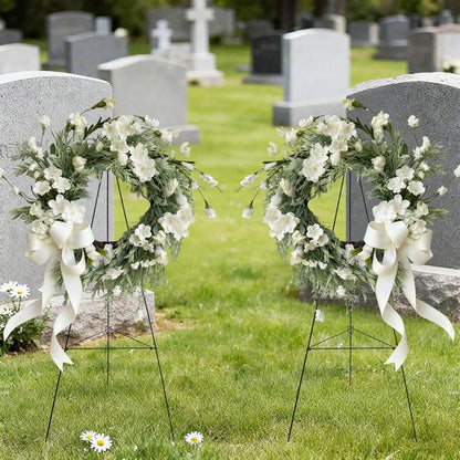 Christmas Wreath Stand by [Brand Name] - Durable 30-Inch Wire Easel Holder for Cemetery & Outdoor Use