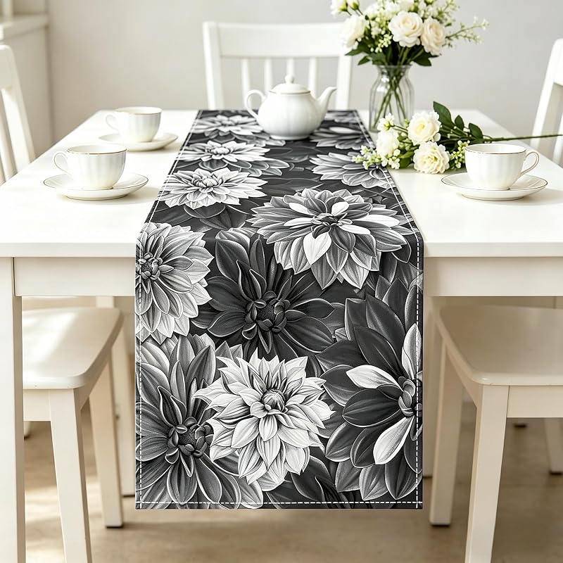 OYIMUA Grey Chenille Table Runner 13x72in - Waterproof, Heat-Resistant