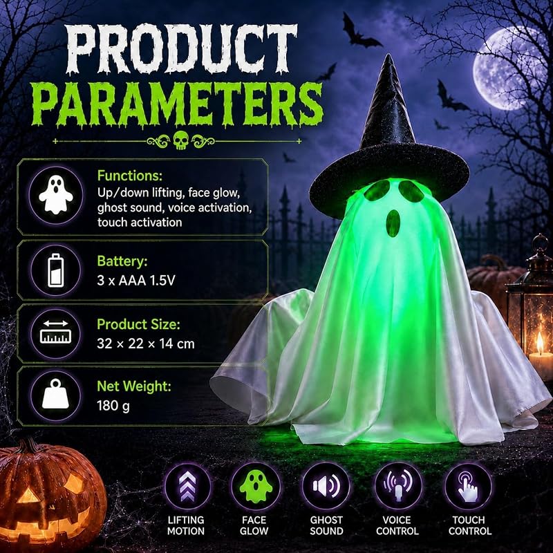 Animated Halloween Ghost Decoration – Sound & Touch Activated