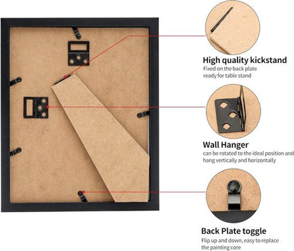 8.5x11 Picture Frames Set of 3 by [Brand Name] - Shatter-Resistant Glass for Wall & Tabletop Display