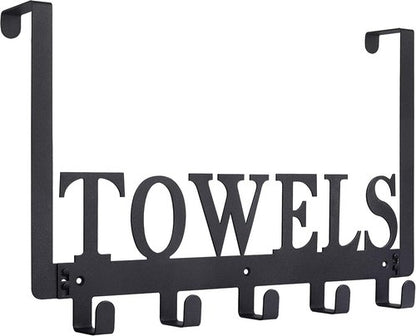 Kuhome Over The Door Hooks - Stylish Towel Holder for Bathroom & Bedroom | Metal Sandblasted Black