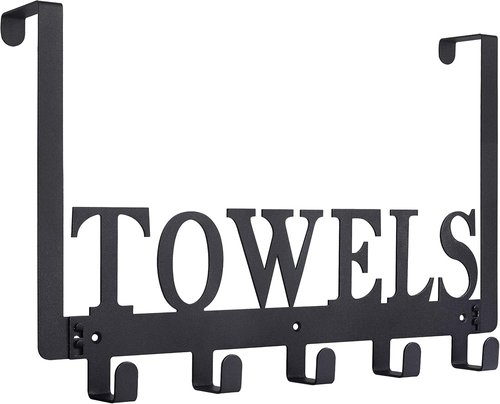 Kuhome Over The Door Hooks - Stylish Towel Holder for Bathroom & Bedroom | Metal Sandblasted Black