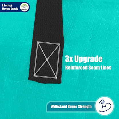 Cosy Family Extra Large Moving Bags - 8 Pack with Backpack Straps, Strong Handles & Zippers | Aquamarine Storage Totes