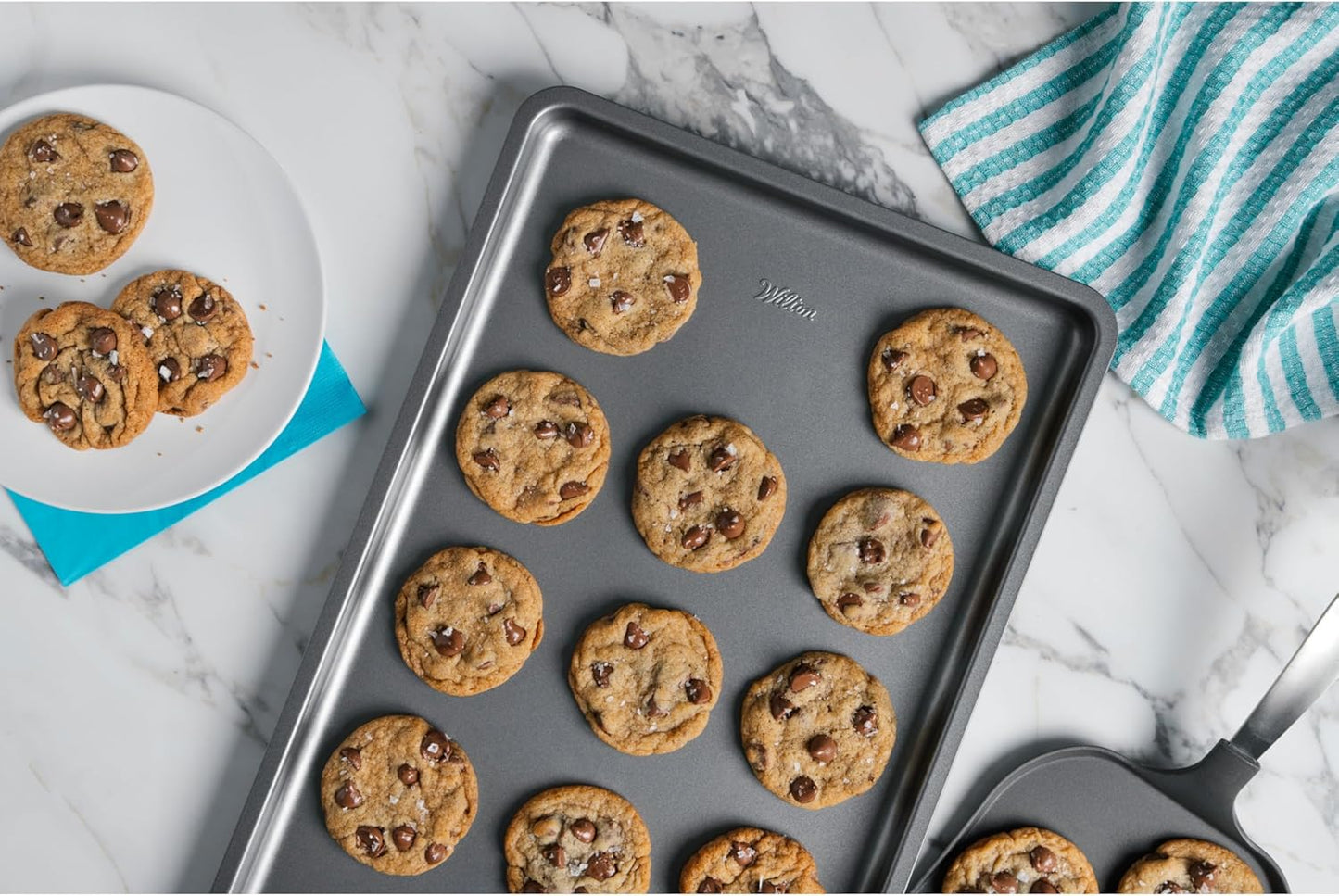 Wilton Silver Non-Stick Baking Sheet - Large Cookie & Roasting Pan | PFAS-Free, Even Heating, 17.25 x 11.5 Inch