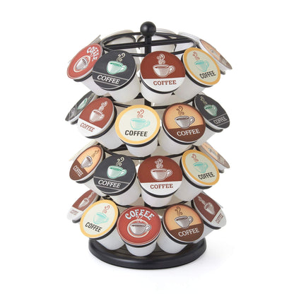 Nifty K Cup Holder – Compatible with K-Cups, Coffee Pod Carousel | 36 K Cup Holder, Spins 360-Degrees, Lazy Susan Platform, Modern Black Design, Home or Office Kitchen Counter Organizer