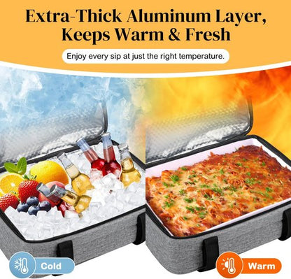 Coobiiya Insulated Casserole Carrier - Keeps Food Hot or Cold | Portable Tote for 9" x 13" Dishes - Grey
