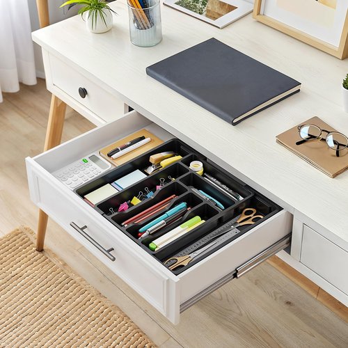 AMADA HOMEFURNISHING Expandable Silverware Drawer Organizer, Adjustable Utensil Tray For Kitchen Storage, BPA-Free Cutlery Holder for Spoons, Forks and Knives, Easy to Clean and Wash