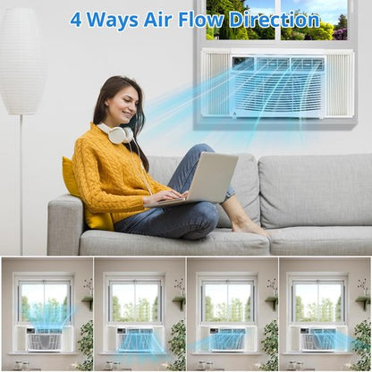 Towallmark 8,000 Btu Window Air Conditioner, Cools Up to 350 Sq. Ft with Cooling, 3 Fan Speed, Window-Mounted Room Ac Window Unit with Remote, Easy Install Kit for Home