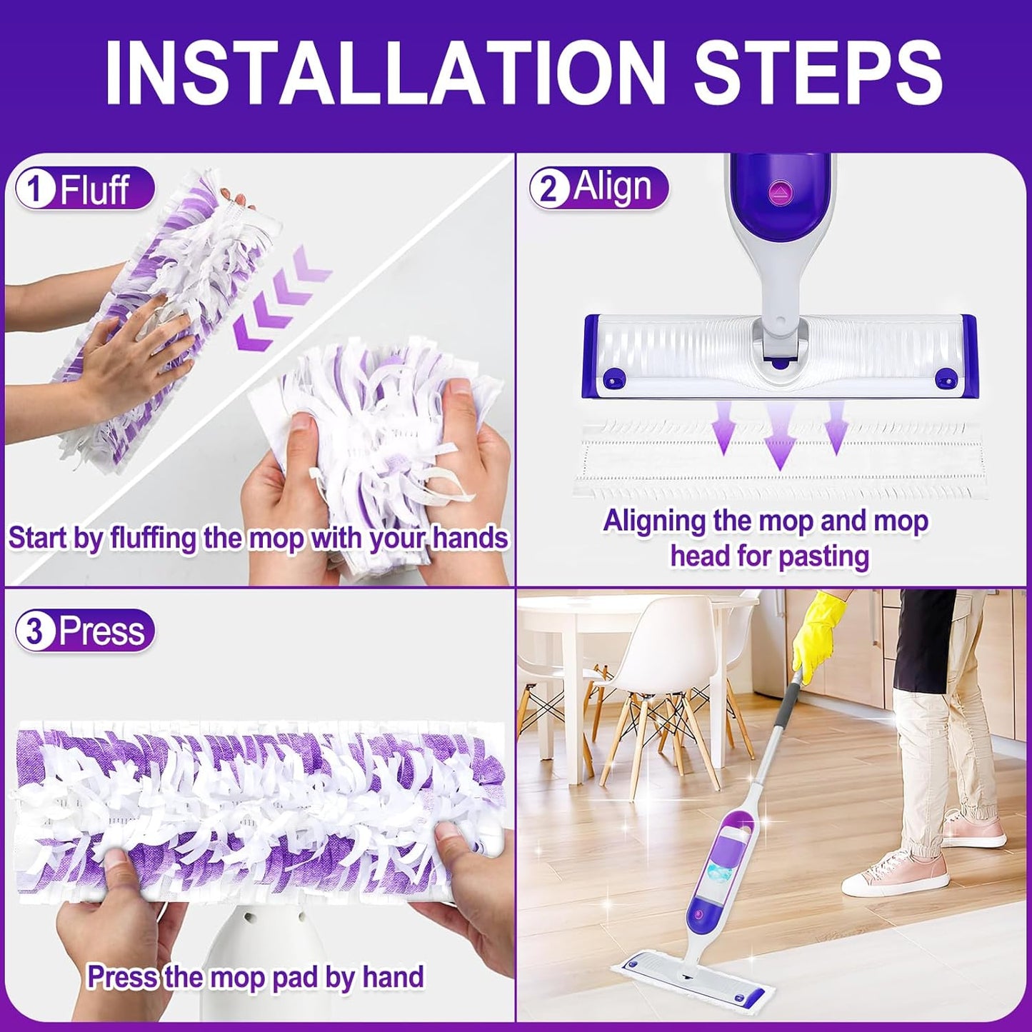 Skiennix Disposable Power Mop Pads - 40 Pack Thickened Multi-Surface Refills for Swiffer Wet Mop