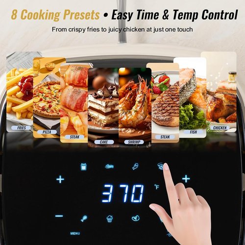 Charmi 5QT Air Fryer - Retro Design with Digital Touchscreen & 8 Cooking Presets | Cream White