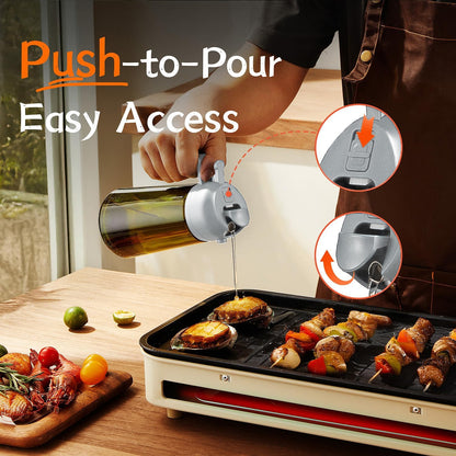 TrendPlain - Olive Oil Dispenser Bottle | 16oz Kitchen Gadget & Air Fryer Accessory - Ash Color
