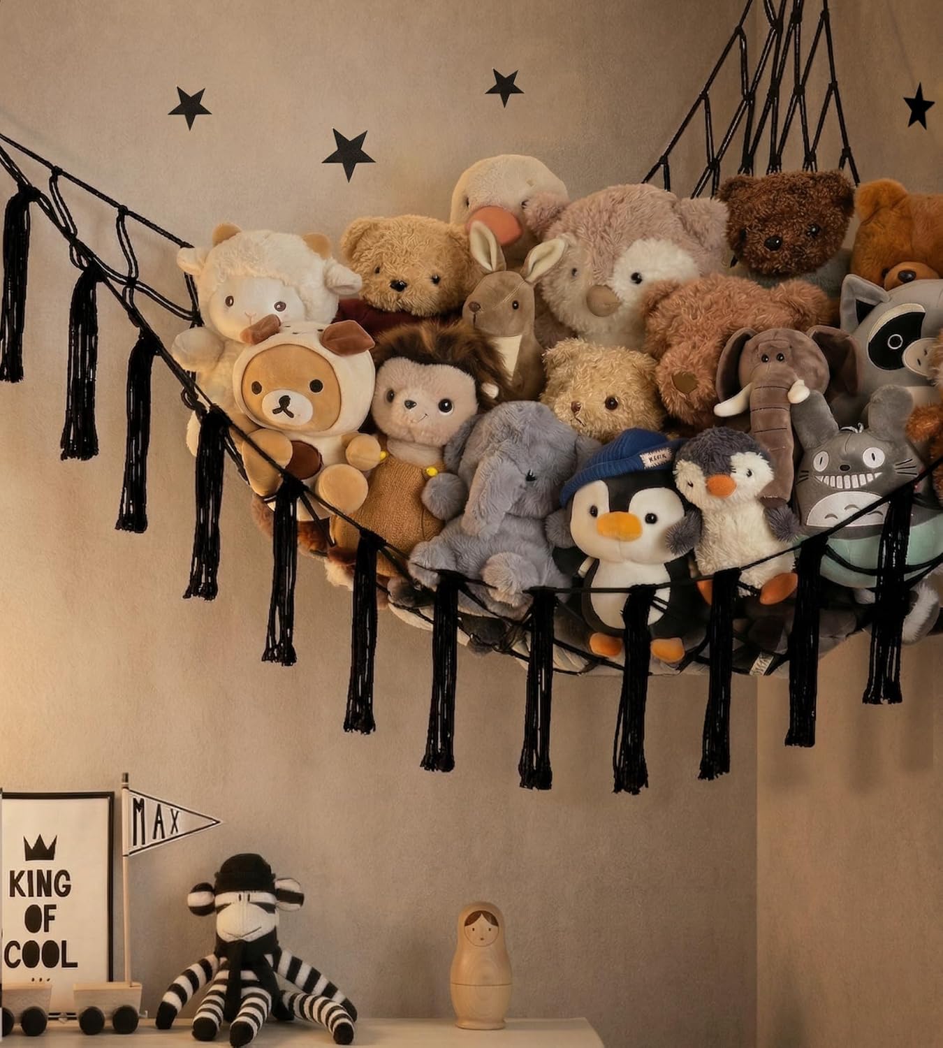 Skiennix Stuffed Animal Storage Hammock - Large Toy Organizer for Kids' Room Decor | Cute Plush Holder