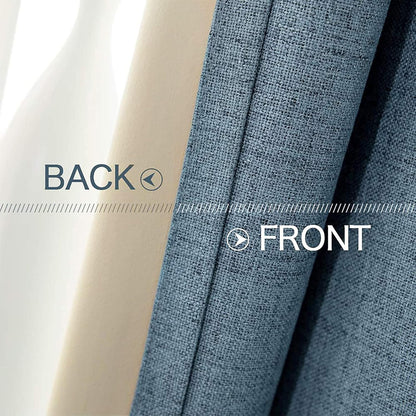 MIULEE Blackout Curtains - Linen Texture Thermal Insulated Drapes | Dusty Blue, 52x120 Inch (2 Panels)