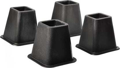 HOME IT Black Bed Risers - Heavy Duty 5 to 6-Inch Stackable Furniture Elevators | 4-Pack for Dorms & Home